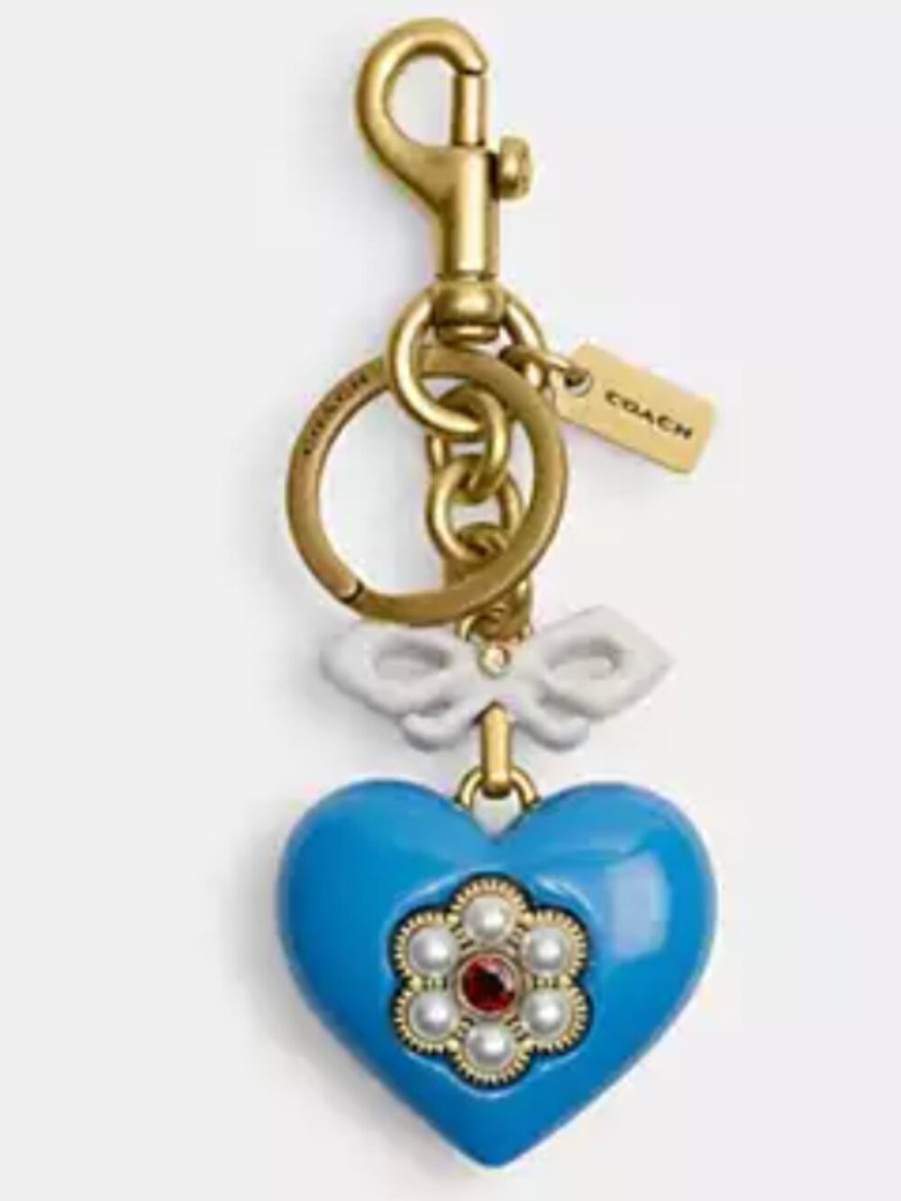Coach Blue Heart Bag Charm. #CBH12 - Picture 12 of 13